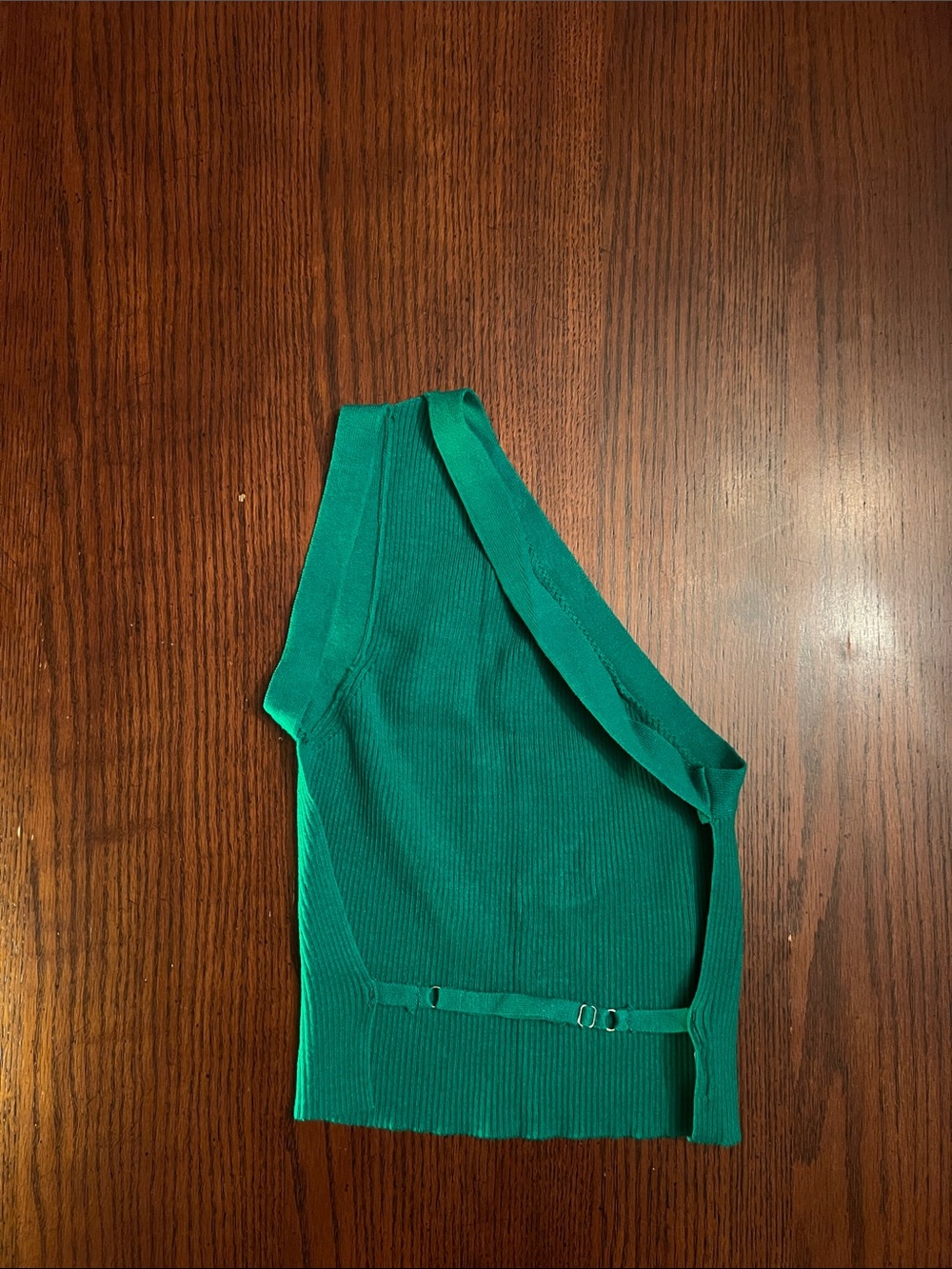 Green One-Shoulder Ribbed Top - Picture 2 of 3